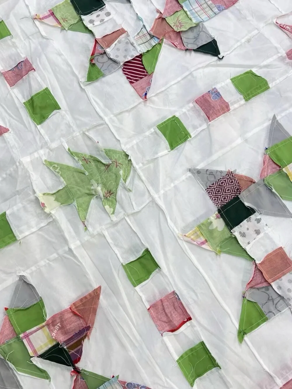 Christmas tree in stars Queen size Patchwork Quilt Top/Topper Machine pieced
